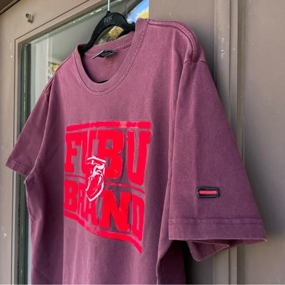 FUBU Maroon/Red Velvet Detail Graphic Tee XL - Picture 5 of 12